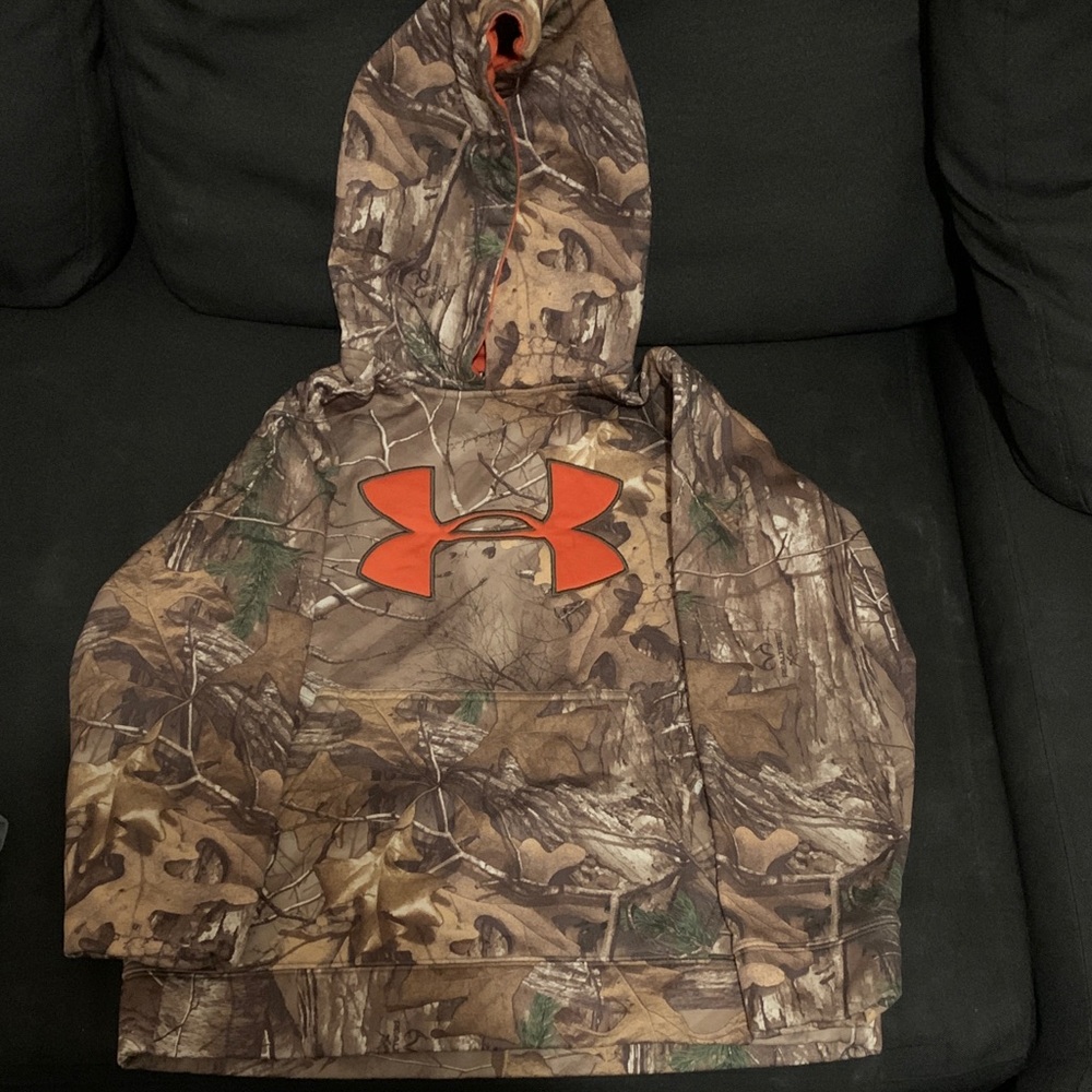 Under Armour Brown Camo Hoodie with Red Logo